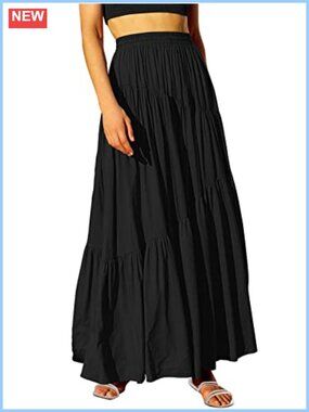 Women's Boho Flowy Maxi Skirt with Pockets 100% Rayon A-Line